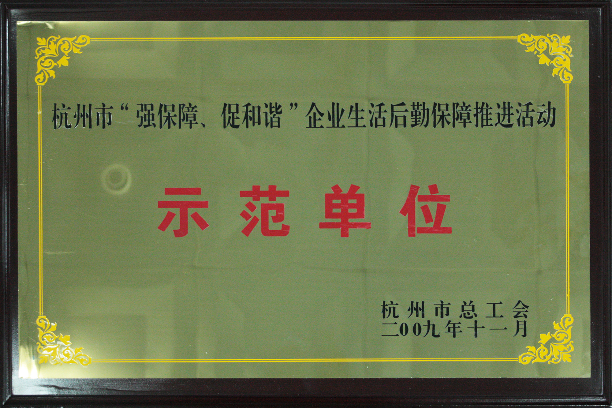 2009年度杭州市“強(qiáng)保障、促和諧”企業(yè)生活后勤保障推進(jìn)活動(dòng)示范單位